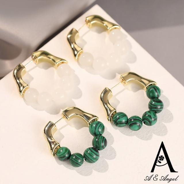【ANGEL】法式復古綠松石串珠圈圈耳環(2色可選)