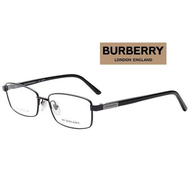 BURBERRY 巴寶莉 亞洲版 經典鈦金屬光學眼鏡 斯文方框設計 BE1287TD 1001 黑 公司貨