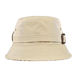 【BURBERRY 巴寶莉】BURBERRY 經典LOGO可調節束帶設計純棉Gabardine漁夫帽(蜂蜜米)