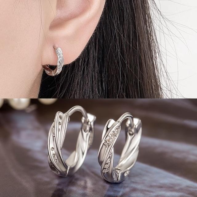 【Emi 艾迷】韓系愛情定義輕鑲鋯石環繞925銀針 耳環 耳扣