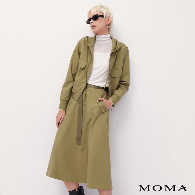 【MOMA】休閒短版網布連帽外套(卡其色)