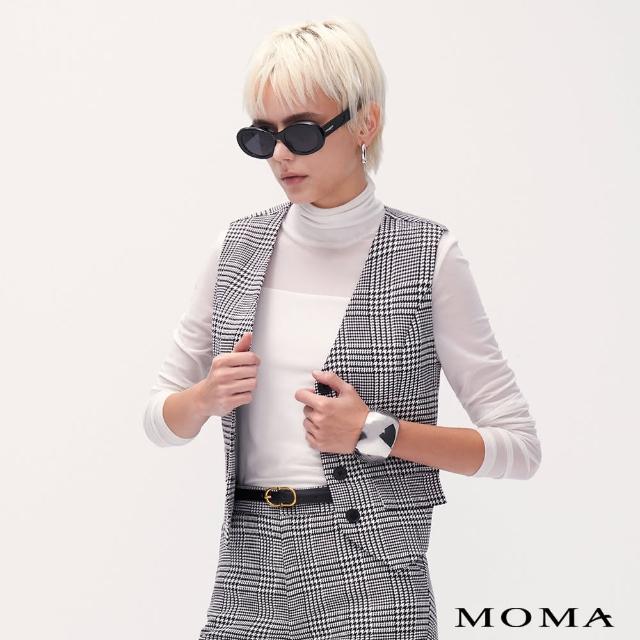 【MOMA】經典黑白千鳥格西裝背心(黑色)