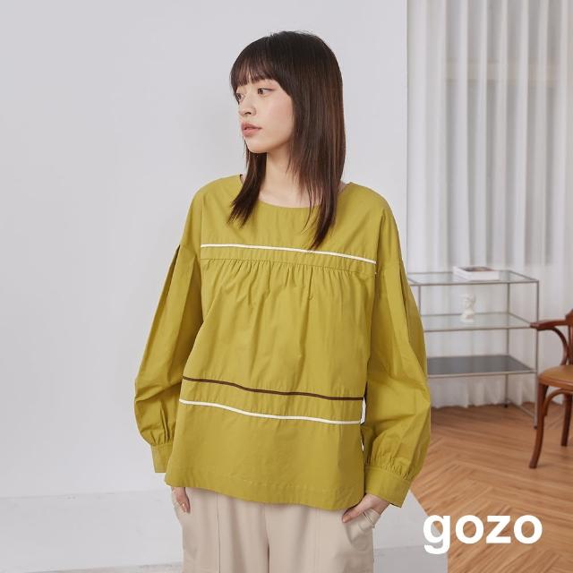 【gozo】配色滾邊圓弧造型上衣(兩色)