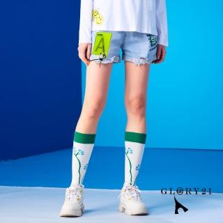 【GLORY21】速達-網路獨賣款-磨破刷色牛仔短褲(淺藍色)