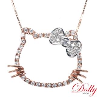 【DOLLY】0.50克拉 18K金輕珠寶可愛的貓玫瑰金鑽石項鍊