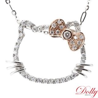 【DOLLY】0.50克拉 18K金輕珠寶可愛的貓鑽石項鍊