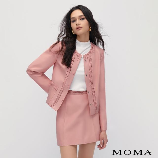 【MOMA】頂級工藝－高訂感手工編織綿羊皮衣外套(粉色)
