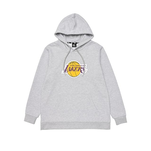 【NBA】NBA 基本款 隊徽 連帽T恤 湖人隊 男女 灰色(3255105111)