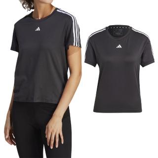 【adidas 愛迪達】TR-ES 3S T 女款 黑色 排濕 吸汗 運動 訓練 上衣 短袖 IC5039