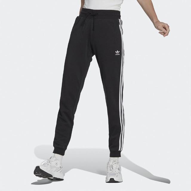 【adidas 愛迪達】SLIM Pants 女款 黑色 修身 縮口 運動 休閒 訓練 慢跑 三線 棉質 長褲 IB7455