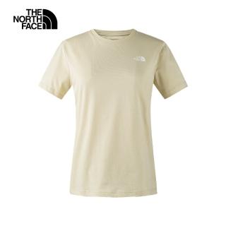 【The North Face 官方旗艦】北面女款米色吸濕排汗透氣休閒短袖T恤｜89QT3X4