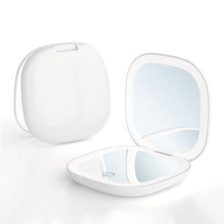 【戀戀家居】白色 口袋餅乾LED補光化妝鏡(可調光 附電池)