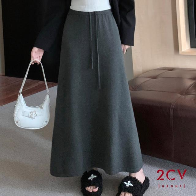 【2CV】現貨  冬新品 素面針織長裙 QD042