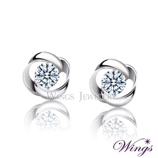 【WINGS】耳環 幾何時尚 進口方晶鋯石穿式耳環 聖誕(穿式 針式 禮盒 送禮 質感 小耳環)