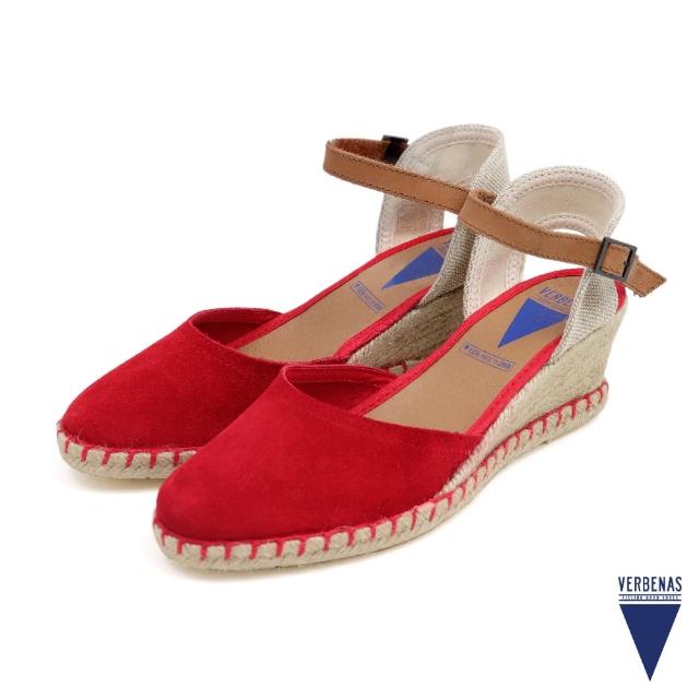 【VERBENAS】裸帶麂皮編織厚底楔型鞋 紅色(060154-RED)