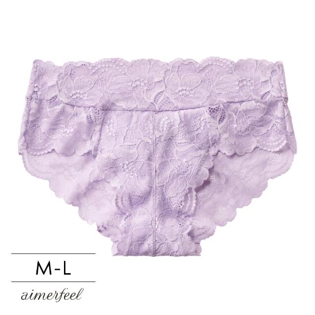 【aimerfeel】蕾絲包覆 全蕾絲三角內褲 -紫色(603720-PU)