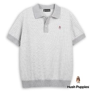 【Hush Puppies】男裝 線衫 配色織紋polo領線衫(淺灰 / 43113103)