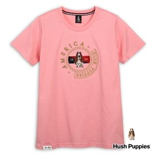 【Hush Puppies】女裝 T恤 經典圖騰刺繡狗T恤(粉紅 / 43211103)