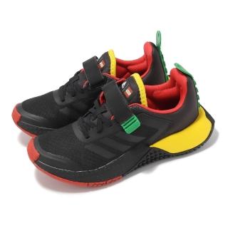 【adidas 愛迪達】x LEGO 慢跑鞋 LEGO Sport DNA EL K 中童 黑 紅 小朋友 聯名 魔鬼氈(HQ1311)