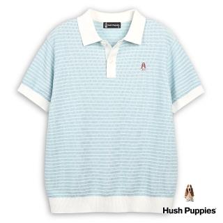 【Hush Puppies】男裝 線衫 配色織紋polo領線衫(淺藍 / 43113103)
