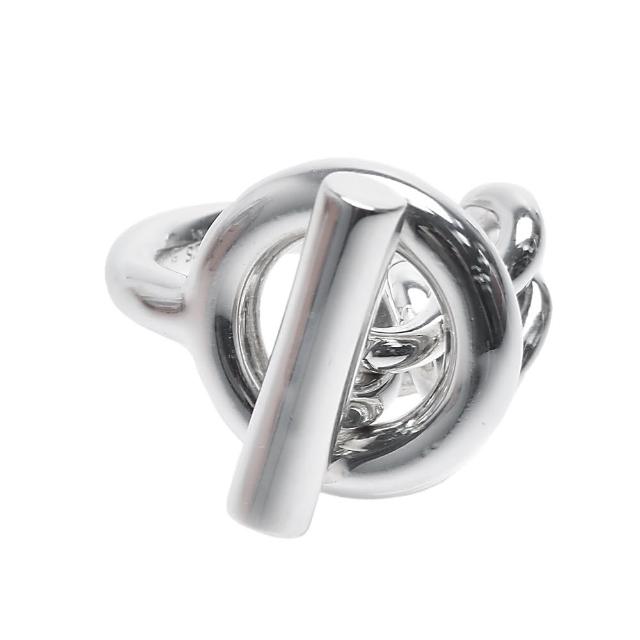 【Hermes 愛馬仕】經典Croisette系列T釦造型925純銀戒指(大-銀H104587B)
