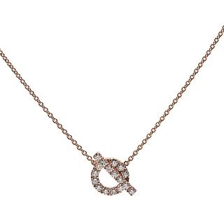 【Hermes 愛馬仕】Finesse經典鑽石鑲飾標誌釦鉤K金項鍊(玫瑰金H219315B-ROSE)
