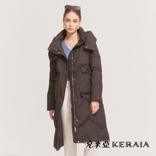 【KERAIA 克萊亞】踏雪賞冬風長版貼袋羽絨外套