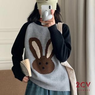 【2CV】現貨 可愛兔兔毛料針織上衣QU221