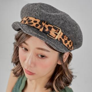 【IMACO】個性豹紋金屬羊毛貝雷帽(2頂)