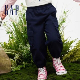 【GAP】女幼童裝 Logo束口鬆緊工裝褲-海軍藍(890321)