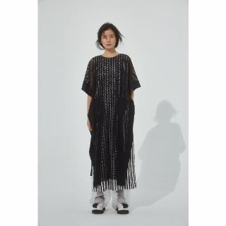 【UUIN】UUIN _ 黑白條紋網狀洋裝(女裝 設計款洋裝 季節限定款)