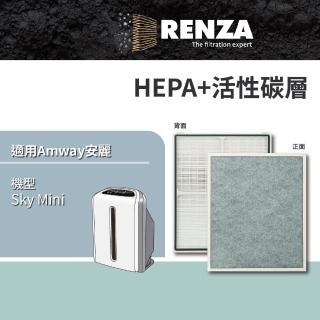 【RENZA】適用Amway 安麗 逸新Sky Atmosphere Mini 小台 第三代空氣清淨機(HEPA濾網+活性碳濾網 濾芯)