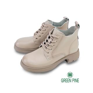 【GREEN PINE】學院圓頭綁帶低筒女短靴杏色(00330566)