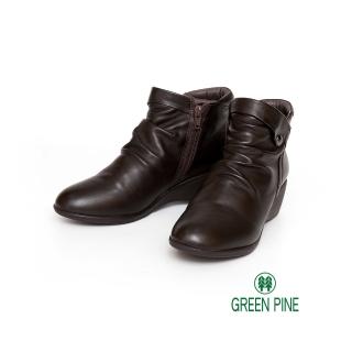 【GREEN PINE】寒流必穿絕佳質感羊皮楔型女短靴咖啡色(00866892)