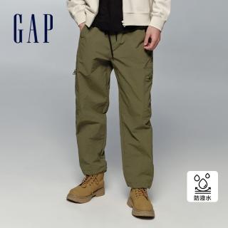 【GAP】男裝 Logo防潑水束口鬆緊工裝褲-深綠色(884774)