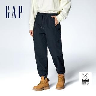 【GAP】男裝 Logo防潑水束口鬆緊工裝褲-黑色(884774)