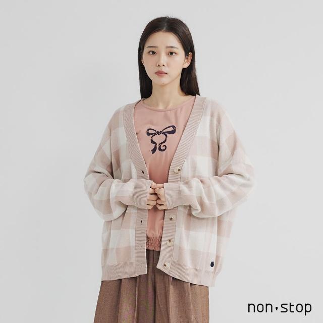【non-stop】質感百搭格紋針織外套-2色