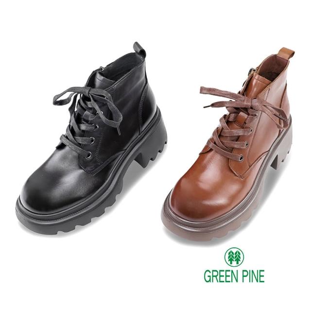 【GREEN PINE】寒流必穿綁帶鋸齒厚底女短靴(2色/ 00712230)