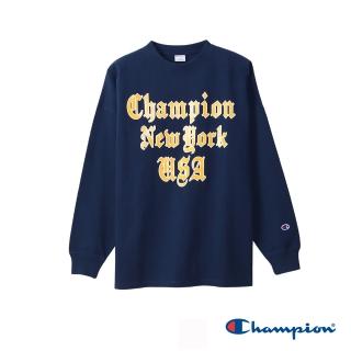 【Champion】官方直營-印花造型圓領上衣-男(深藍色)
