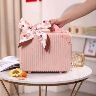 【Recipe box】粉紅迷你手提行李箱（含絲巾）(手提行李 旅行箱 手提箱)