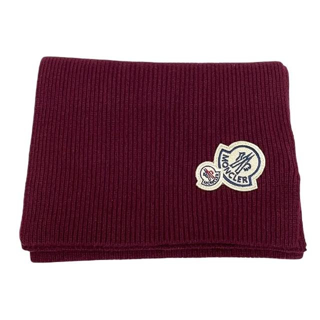 【MONCLER】品牌雙LOGO 羊毛混紡圍巾(深紫色)