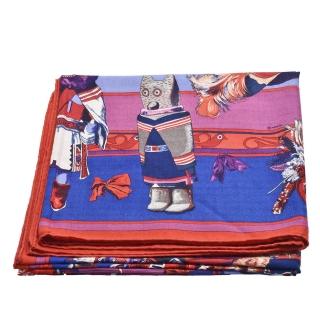 【Hermes 愛馬仕】經典圖騰喀什米爾方巾/披巾(藍色H243850S-BLUE)