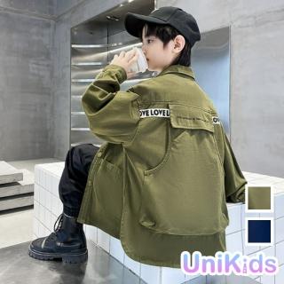 【UniKids】現貨不用等 中大童裝工裝長袖襯衫外套 男大童裝 AJQHMZ-8135(軍綠)