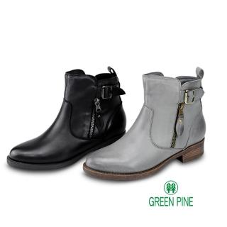 【GREEN PINE】寒流必穿多肉太太推薦綿密手感羊皮粗跟女短靴(共2色/00863689)