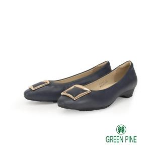 【GREEN PINE】吸睛飾釦低跟鞋藍色(00328883)