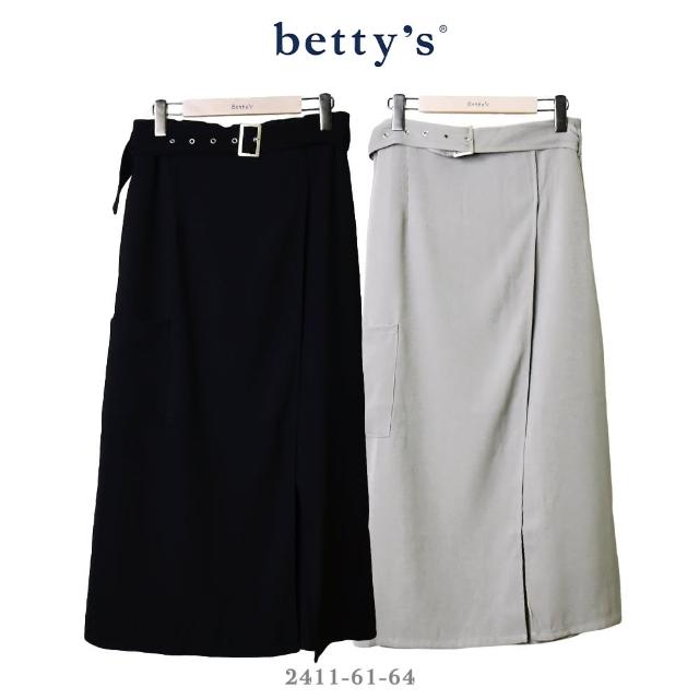 【betty’s 貝蒂思】知性斜開衩腰帶長裙(共二色)
