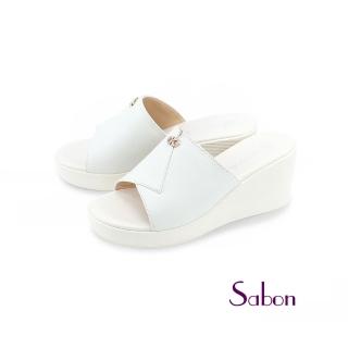 【GREEN PINE】典雅5.5cm厚底楔形鞋米白色(00332161)