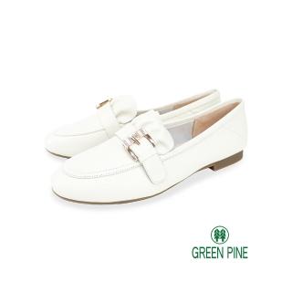 【GREEN PINE】水鑽鞋釦抓皺平底鞋米色(00310912)