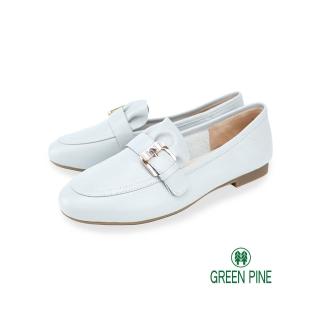 【GREEN PINE】水鑽鞋釦抓皺平底鞋灰藍色(00310912)