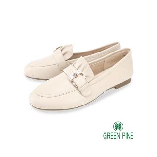 【GREEN PINE】水鑽鞋釦抓皺平底鞋粉色(00310912)